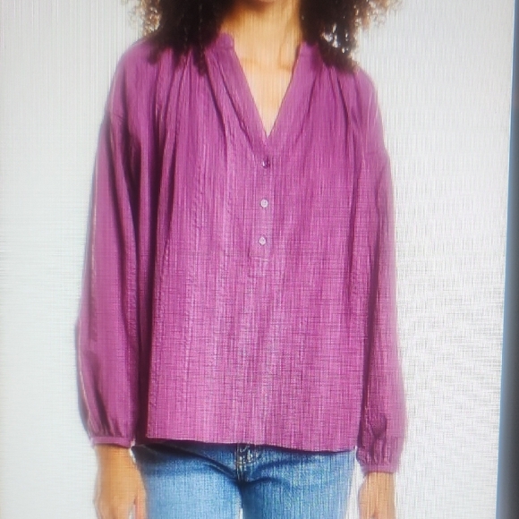 Vanessa Bruno Purple Mandarin Collar Blouse Relaxed Fit - Picture 1 of 6